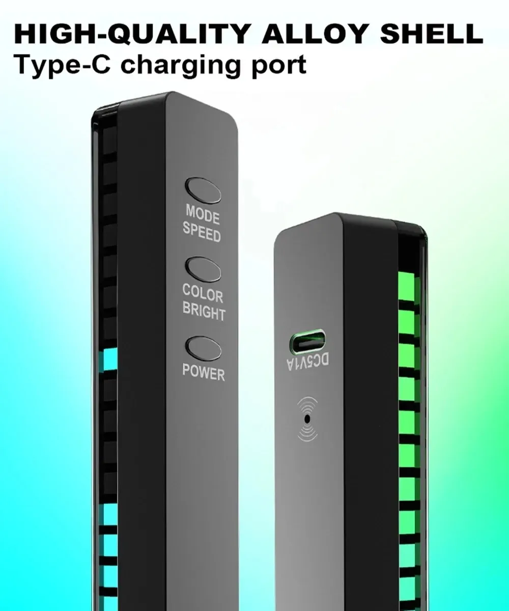LED Rhythm Gaming Luz Ambiente, Controle de Som, Smart App, Música, Criativo, Colorido, Decoração Desktop