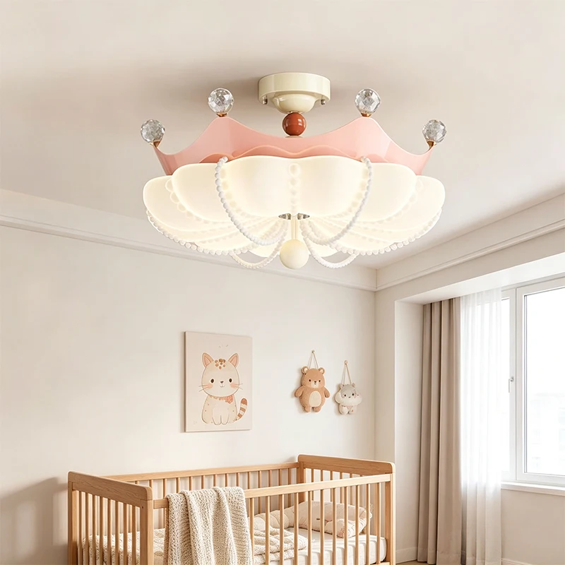 French Crown Cloud Bedroom Ceiling Lights Children's Room Decor Lamp Warm Princess Room Baby Room Boy Girl Bedroom Ceiling Lamps