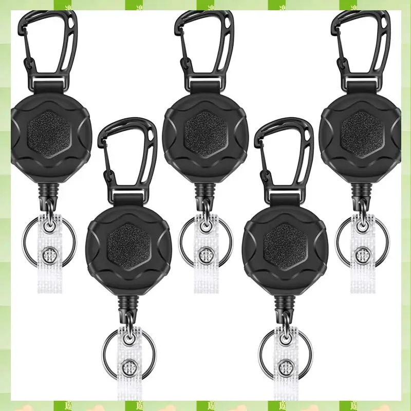 Porte-clés rétractables 2025, bobine de badge robuste, Clip de badge d'identification rétractable avec boucle d'alpinisme améliorée, porte-clés rétractable