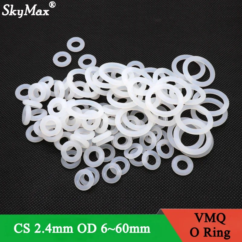 

10/50Pcs VMQ O Ring Seal Gasket Thickness CS 2.4mm OD 6~60mm Silicone Rubber Insulated Waterproof Washer Round Shape Nontoxi