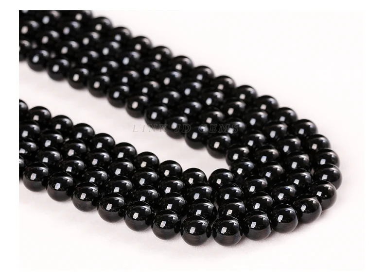 Natürliche Stein Perle Schwarz Turmalin Runde Lose Spacer Edelstein 4 6 8 10 12mm Für Schmuck Machen Diy Armband halskette Zubehör – Detail 9