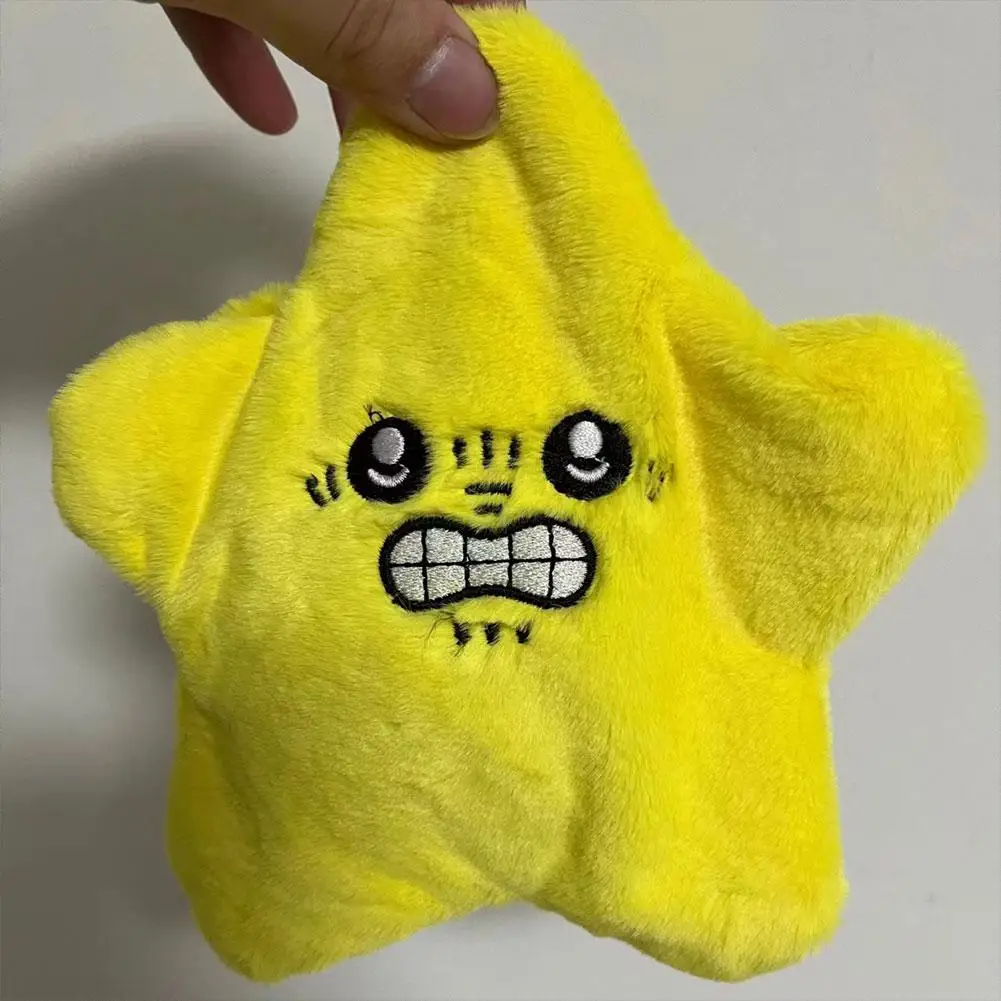 Angry Moving Jumping Stars Plush Toy Cute Yellow Pentagonal Heart Expression Stars Funny Bouncing Stars Pendant Dolls Toys