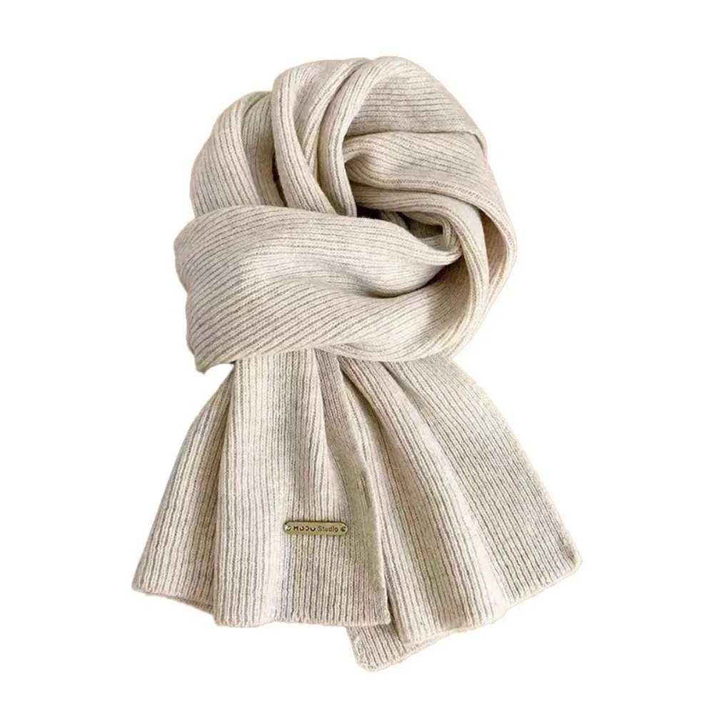 

Сплошной цветной шарф с искусственным воротником, шерстяной утолщенный вязаный шарф, шейный шарф для женщин и мужчин