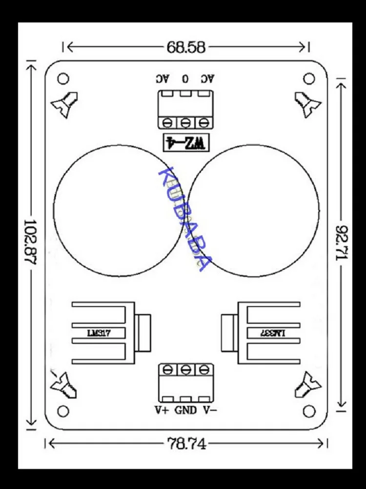 Nuova scheda di alimentazione doppia LM317 / LM337 assemblata al WZ-4 regolabile regolata