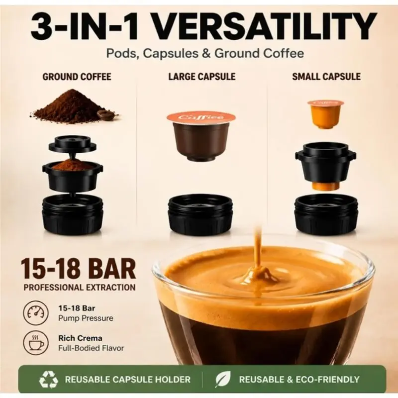 YCOC-Coffee Machine Three-In-One Rechargeable Portable Espresso Maker With Self Heating For Car Camping Travel