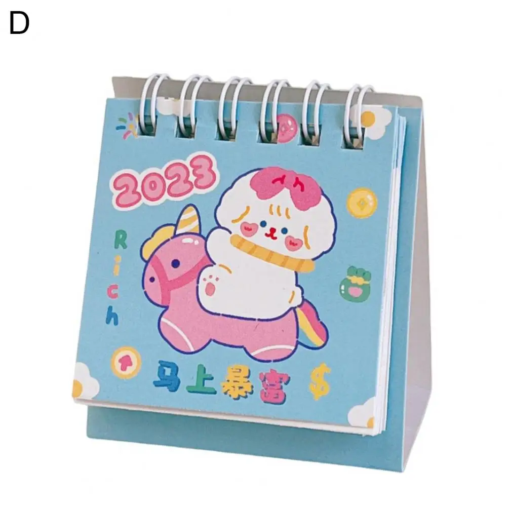 Tamanho compacto atraente registro data urso coelho dos desenhos animados em pé flip calendário mensal calendário ornamento para o quarto