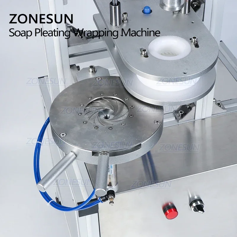 ZONESUN ZS-PK900 Semi-Auto Pleat Wrapping Machine Round Soap Tea Ball Toilet Cleaning Block Sphere Shape Manual Packaging