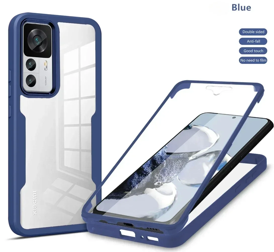 Handy hülle für Xiaomi Mi Redmi Note 14 13 13c 13t Pro 5g Lite Hülle transparent 360 Voll schutz Hardcover mit Displays chutz folie