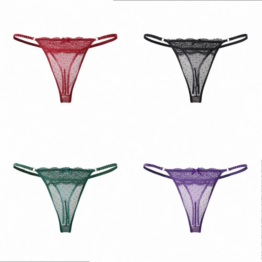 1pc Men Sexy Lace Mesh G-string Briefs Sheer Sissy Splicing Low Waist Underwear Butt Exposed Thong Breathable Comfortable