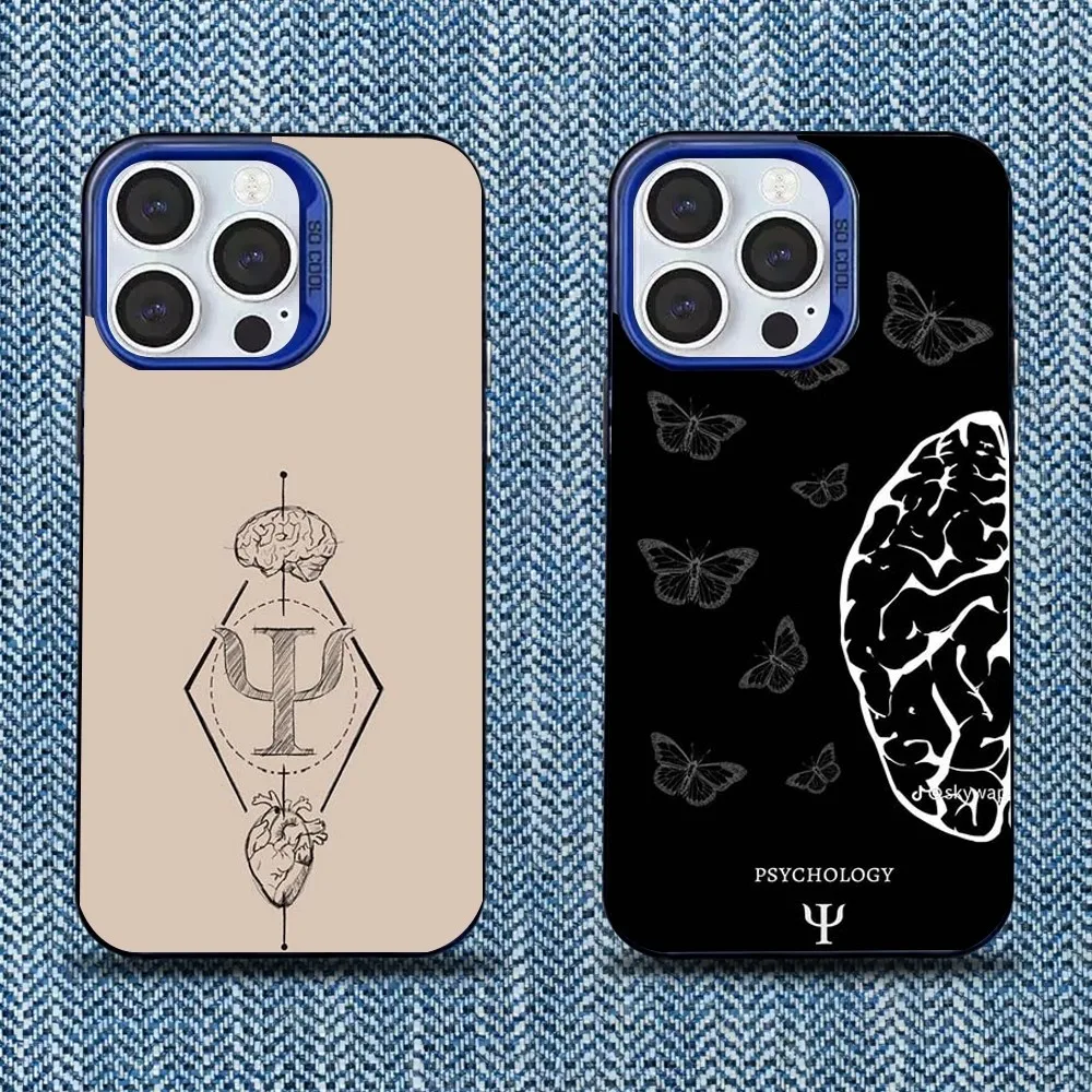 

Psychologist Profession Psychology Logo Phone Case For iPhone 16,15,14,13,12,11,Mini,Pro,SE,MAX Blue Matte Silicone Cover