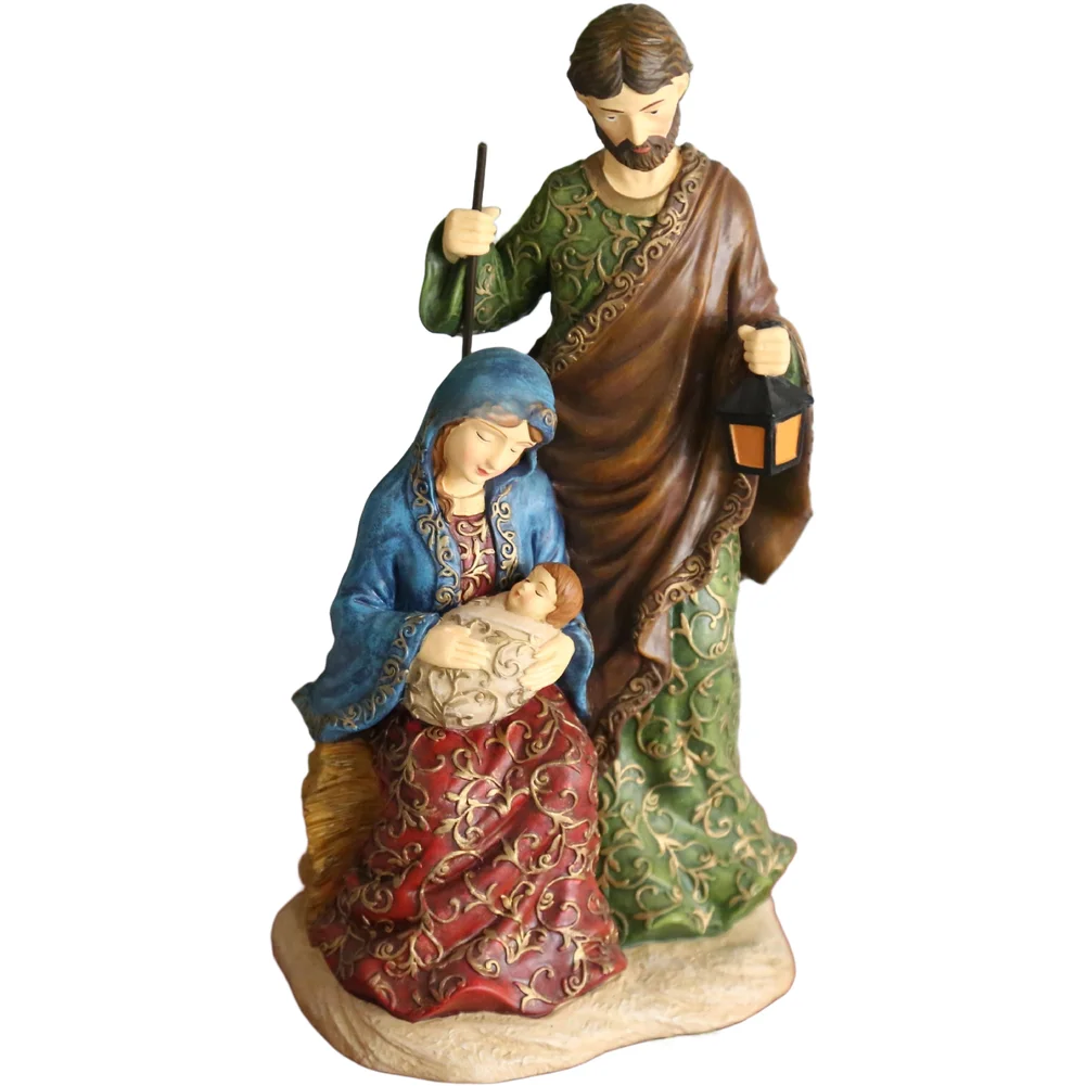 Sacred Nativity for figurine Set in Resin Material 13.2 for x 9.6 for x 23.5 cm Embossed Relief European Style Home Decoration