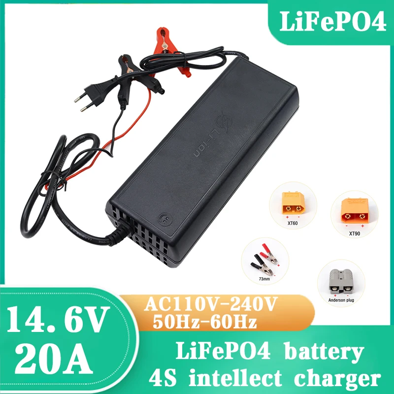 

14.6V/12.8V 20A Lifepo4 Charger AC100-240V 180V-240V 4S 12v 14.4v 20A High Power charger for Lithium iron phosphate Battery Pack