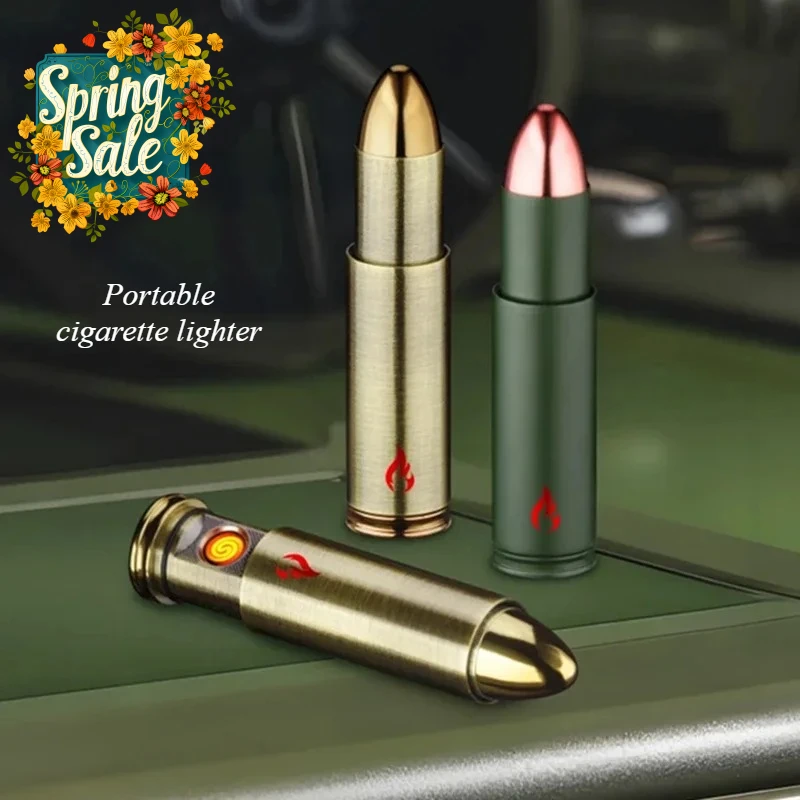 

Portable Metal USB Charging Lighter Windproof Tungsten Wire Four Ignition Methods Mini Bullet Shaped Lighter Men's Gift