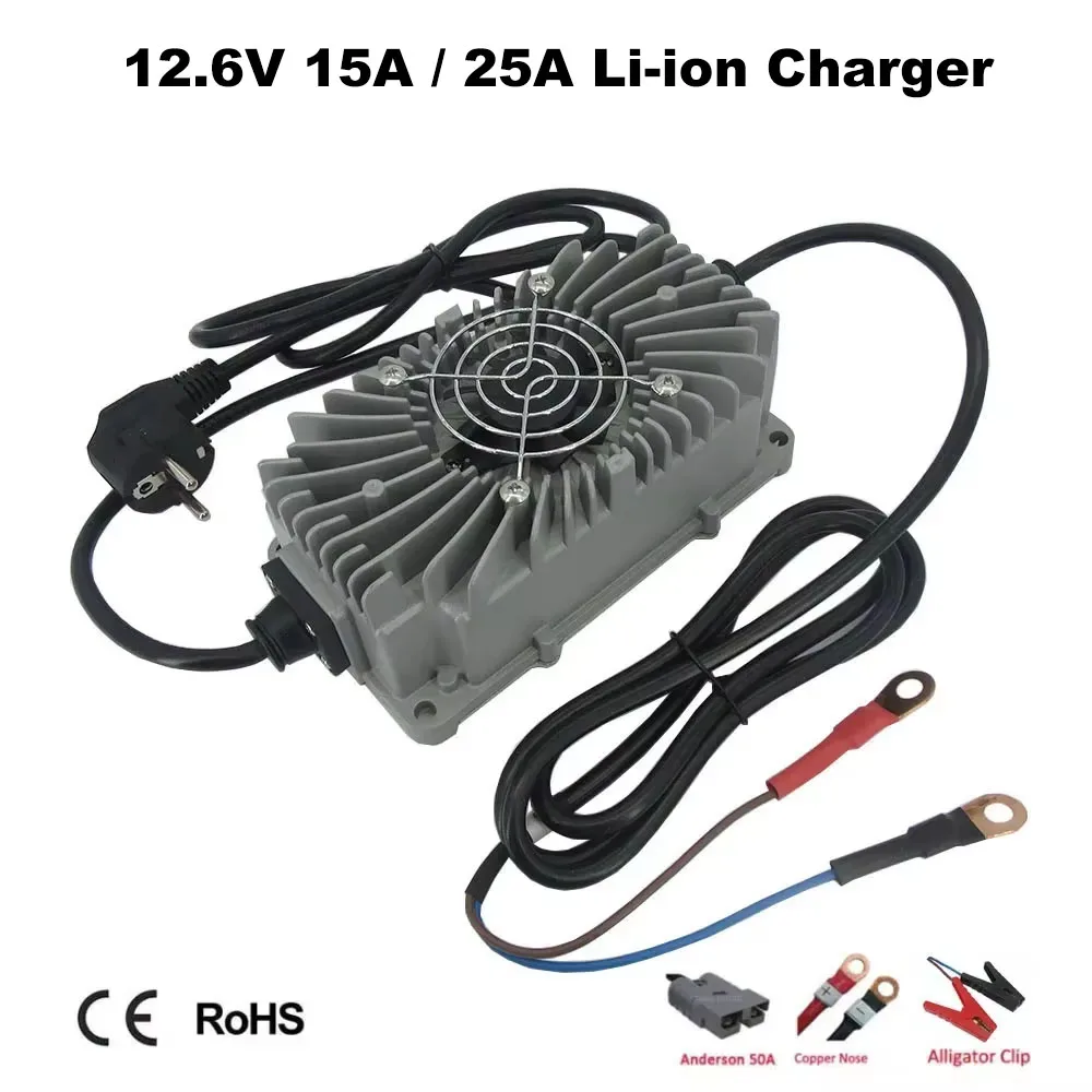 300W Waterproof 12V 15A 25A Lithium Charger 3S 12.6V 12 Volt 10.8V 11.1V Li-ion Smart Energy Storage RV Solar system Charger