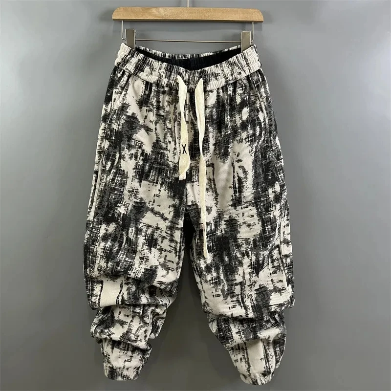 Trousers Spring 2025 Men's Pants Loose Print Casual Pants Trend Personality Korean Baggy Pantalones Hombre All-match Streetwear