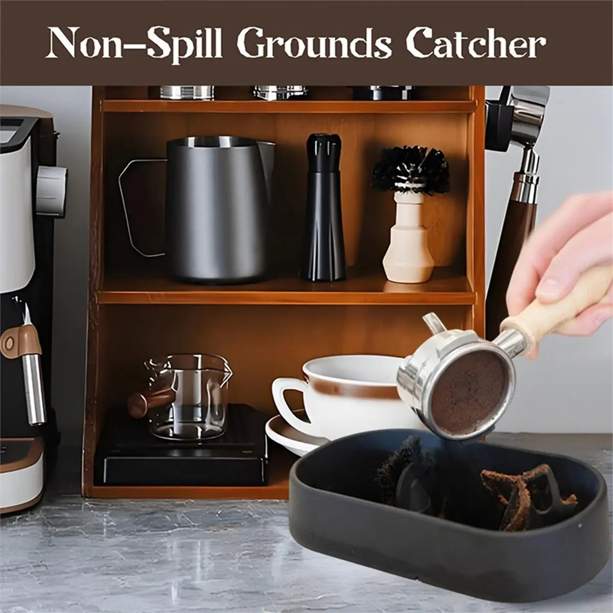 ABJS Coffee Handle Cleaning Kit Electric Automatic Knock Box Cleaner Professional Premium Espresso Clean Stable Holder