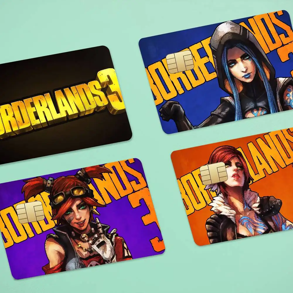 GAME Borderlands Anime 4pcs 1Set Funny Shell On Off Ultra Thin No Fade Sticker Skin Cover Film For Debit Credit Card