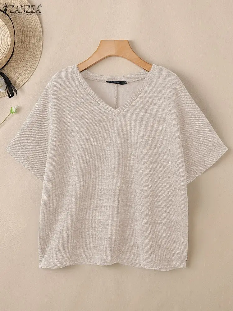 เสื้อสเวตเตอร์ถักไหมพรมผู้หญิง ZANZEA FW 2025 ทรงโอเวอร์ไซส์ คอวี แขนโดลแมน สีพื้น เรียบง่าย สวมใส่สบาย เหมาะสำหรับใส่ทุกวัน