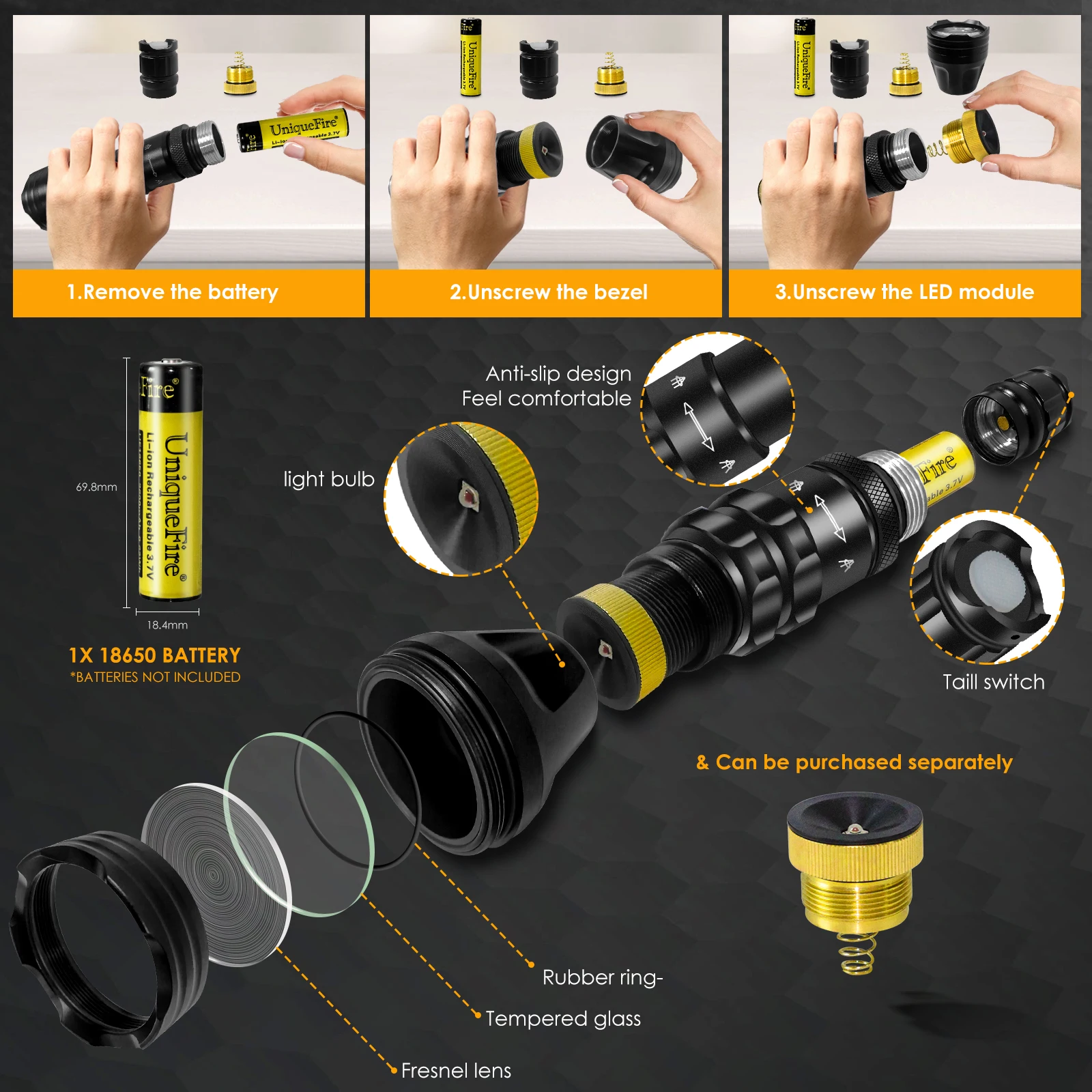 UniqueFire 2001 LED Flashlight IR 940nm 850nm Zoom Hunting illuminator 3 Mode Outdoor Night Vision Hunting Torch Max.1000 Meters