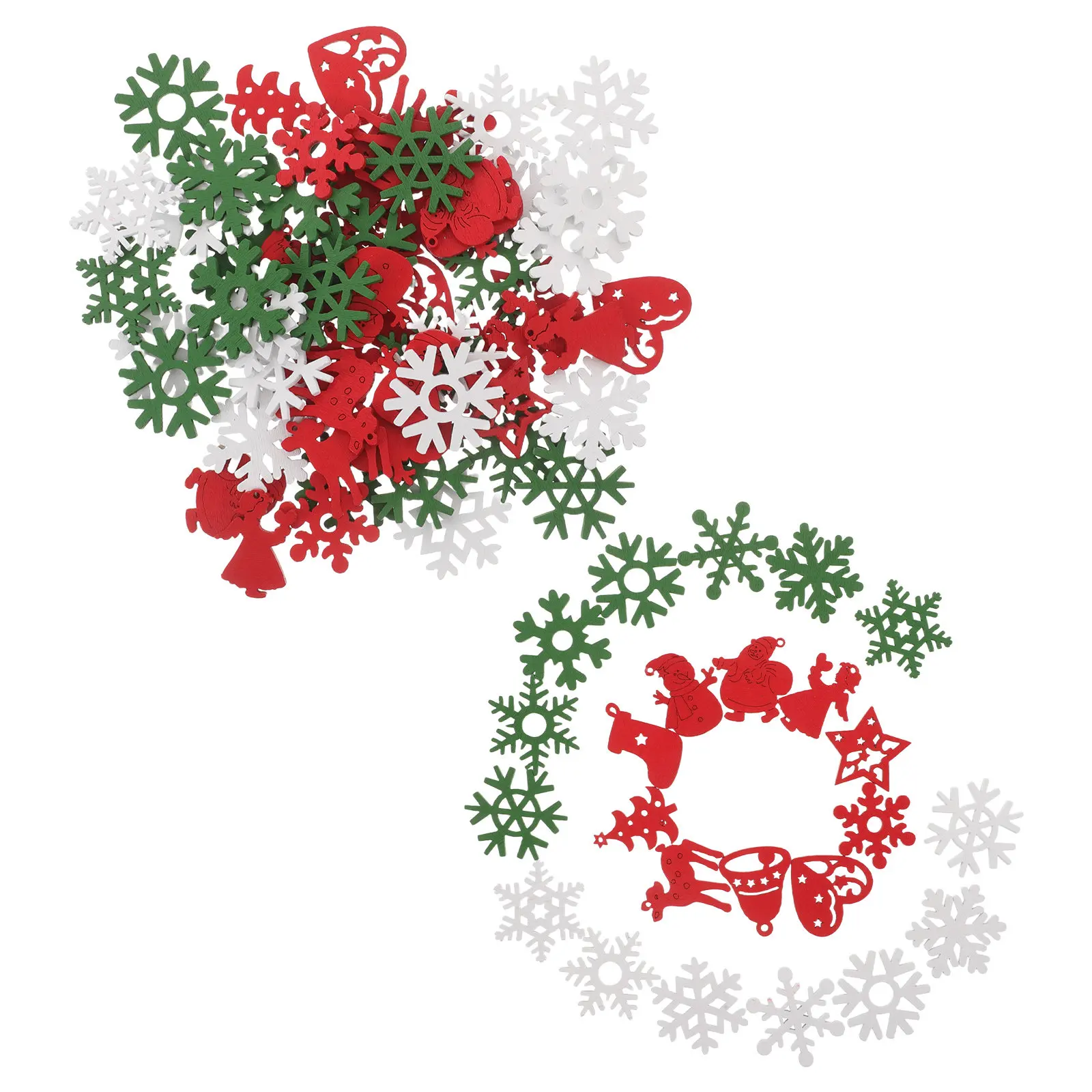 100Pcs Small Wood Snowflakes Wooden Cutouts DIY Christmas Ornaments Farmhouse Winter Decor Wood Slices Crafts Xmas Tree Hanging