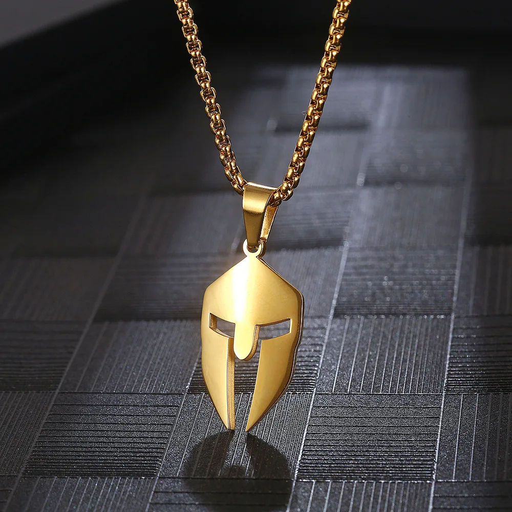 Stainless Steel Victory Ares Spartan Helmet Necklace Address Vintage Men's Pendant Women's Punk Hip Hop Party Jewelry Gift