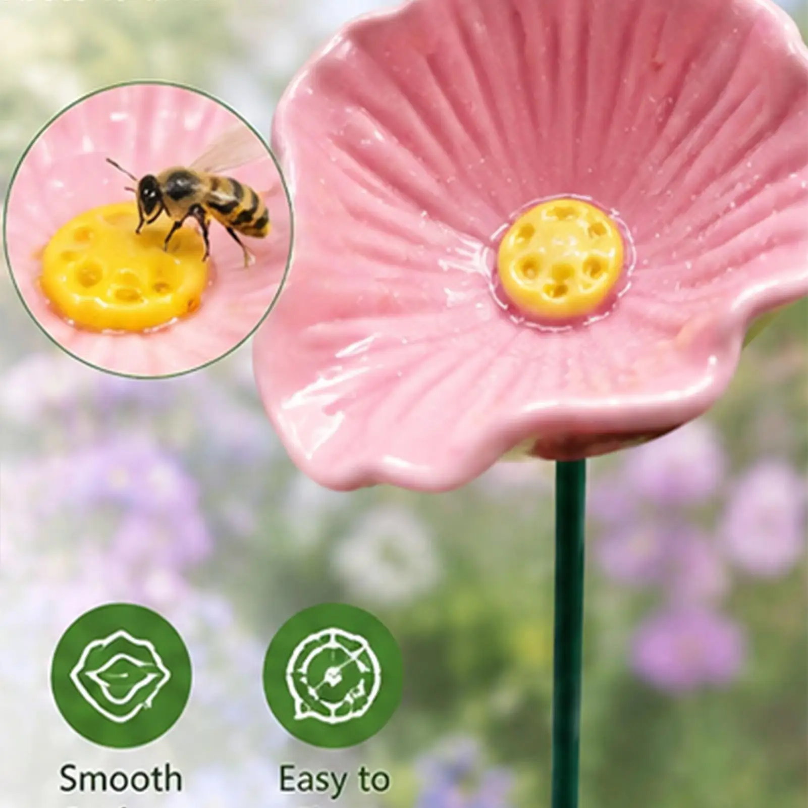 6 Pieces Bird Bath Garden Bee Watering Station Flower Pollinator Drinking Rain Catcher for Patio Lawn Backyard Balcony Deck