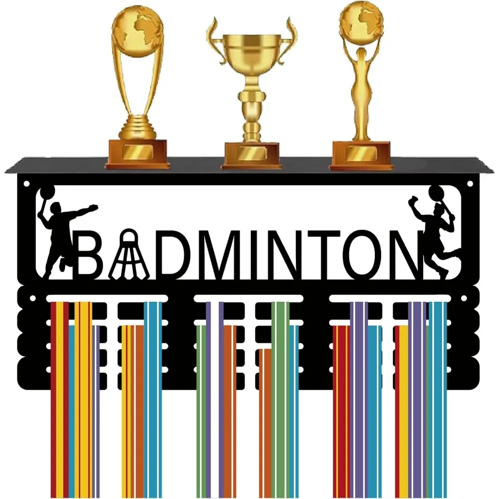 Badminton Medal Hanger Display Trophy Shelf Medal Holder with Shelf Stand Sports 4Rows Metal Hanging Wall Mount Frame making kit