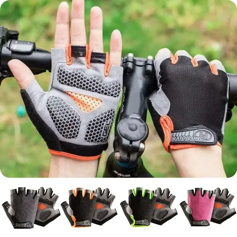 Guantes de ciclismo antideslizantes transpirables para hombre, manoplas de medio dedo para gimnasio para mujer, guantes de entrenamiento deportivo para Fitness