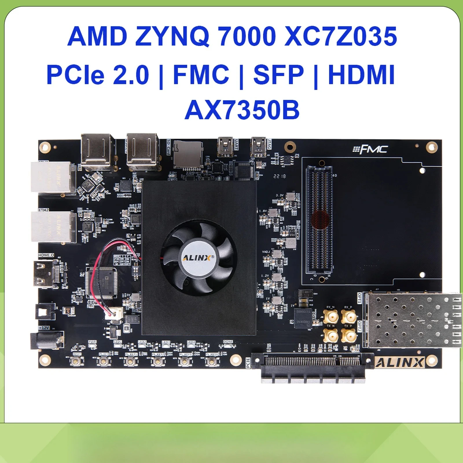 AX7350B FPGA Development Board XC7Z035 2GB DDR3 8GB eMMC SFP+ FMC LPC Gigabit Ethernet