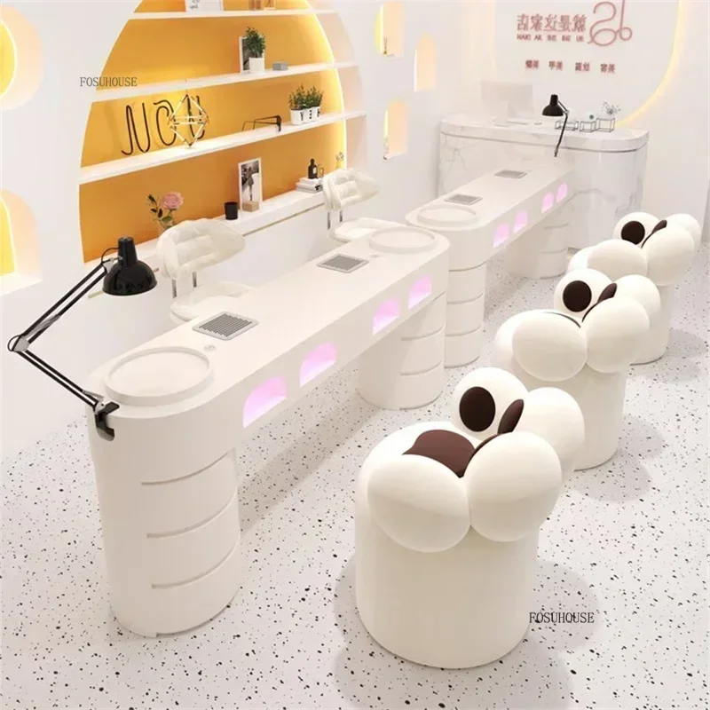 Professional Manicure Tables Salon Furniture Nordic Simple Nail Table With Vacuum Cleaner Socket Baking Lamp Ins Aesthetic Table