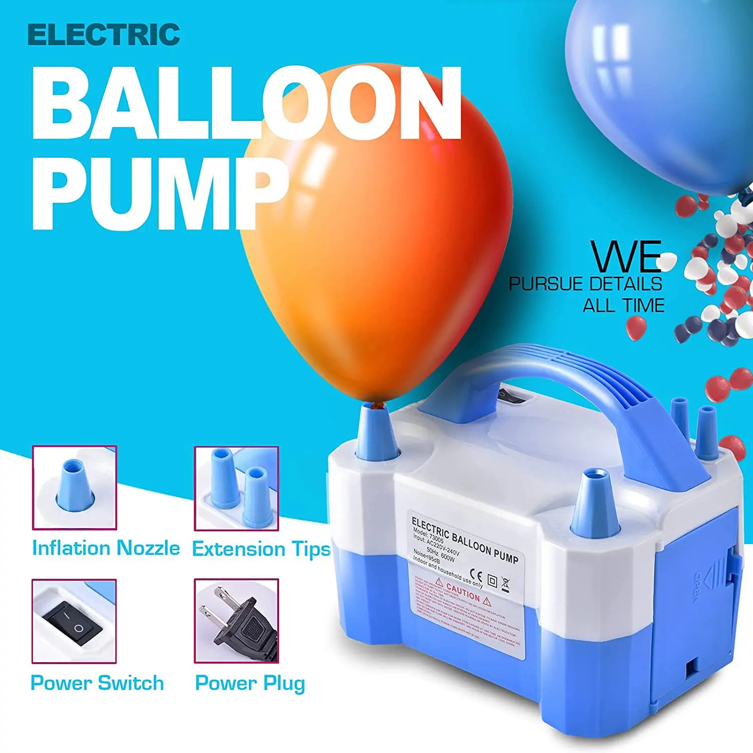 

Festival Party Electric Balloon Blowing Machine Birthday Party Electric Balloon Pump Double hole Automatic Inflator