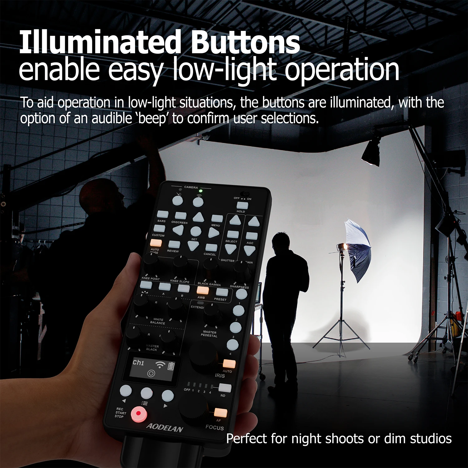 AODELAN ZC-5 650FT Wireless Multifunctional Remote Controller for Canon IRIS FOCUS ZOOM ISO OSD ND adjust, Replace Canon RC-V100