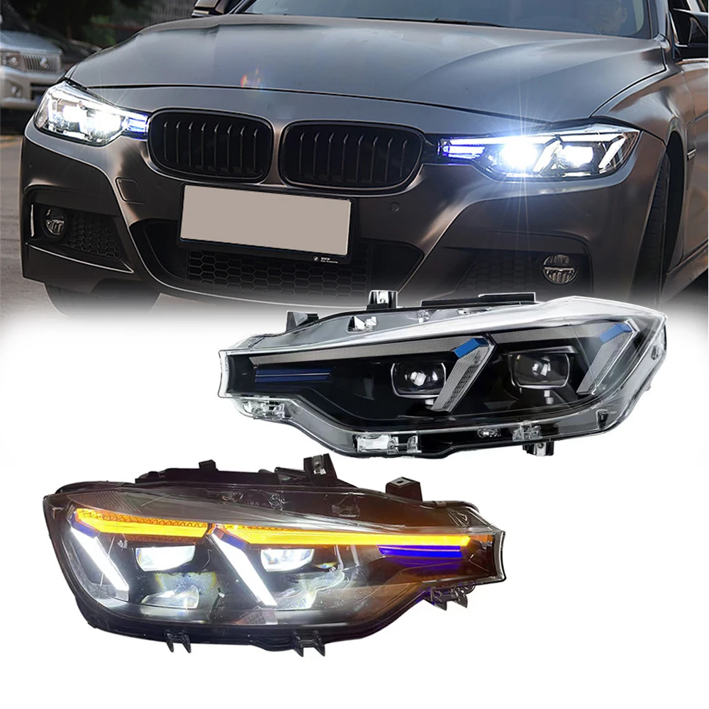 자동차 헤드 램프, F30 F35 2012-2019 BMW 3 시리즈용, LED 다이나믹 헤드라이트 DRL 엔젤 아이 디자인 프로젝터 렌즈 액세서리, 1 쌍