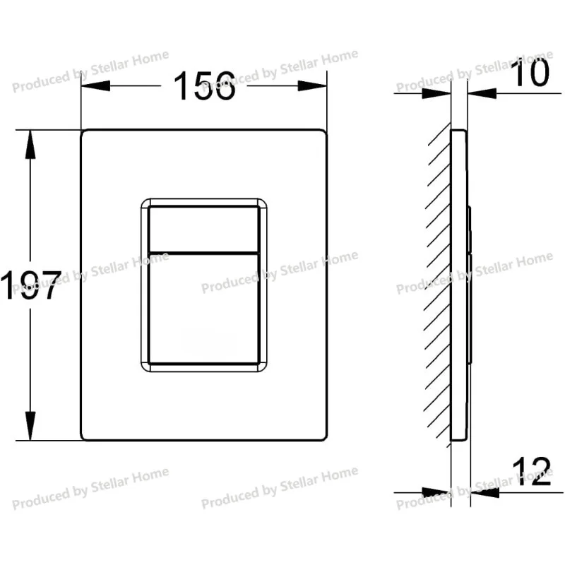 Dual Flush Plate for Grohe Concealed GD2 Cisterns (Water-Saving, Pneumatic Drop Valve AV1), 156 X 197mm, 38966KF0