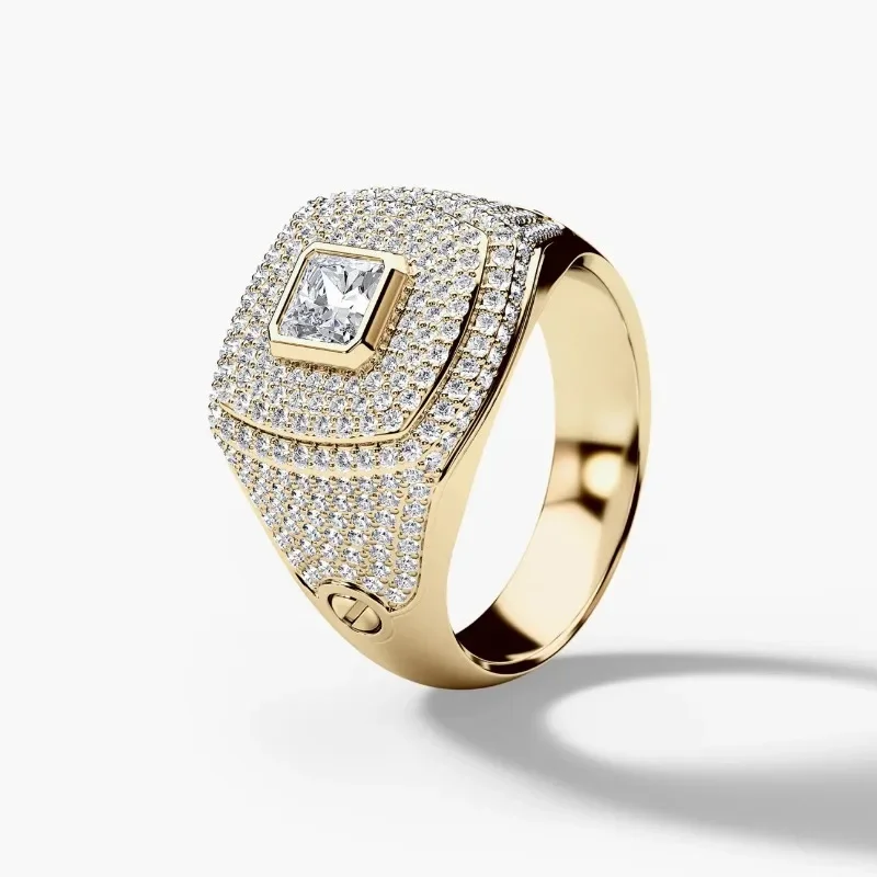 Powerful, popular, luxurious cluster-set zircon and full-diamond men's and women's ring