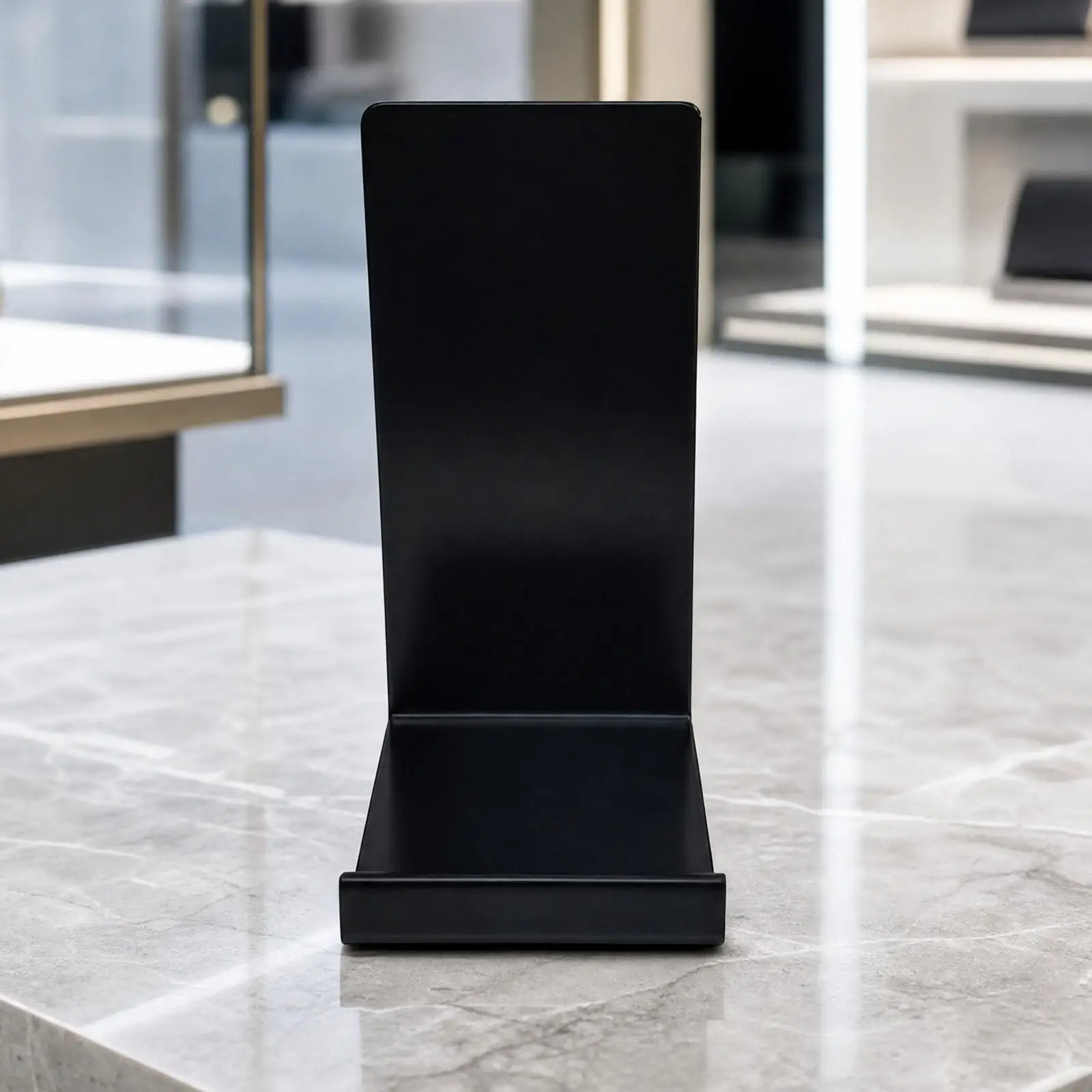 Stainless Steel L Shaped Display Rack for Wallet Purse Countertop Stand with Safety Edge for Retail Store