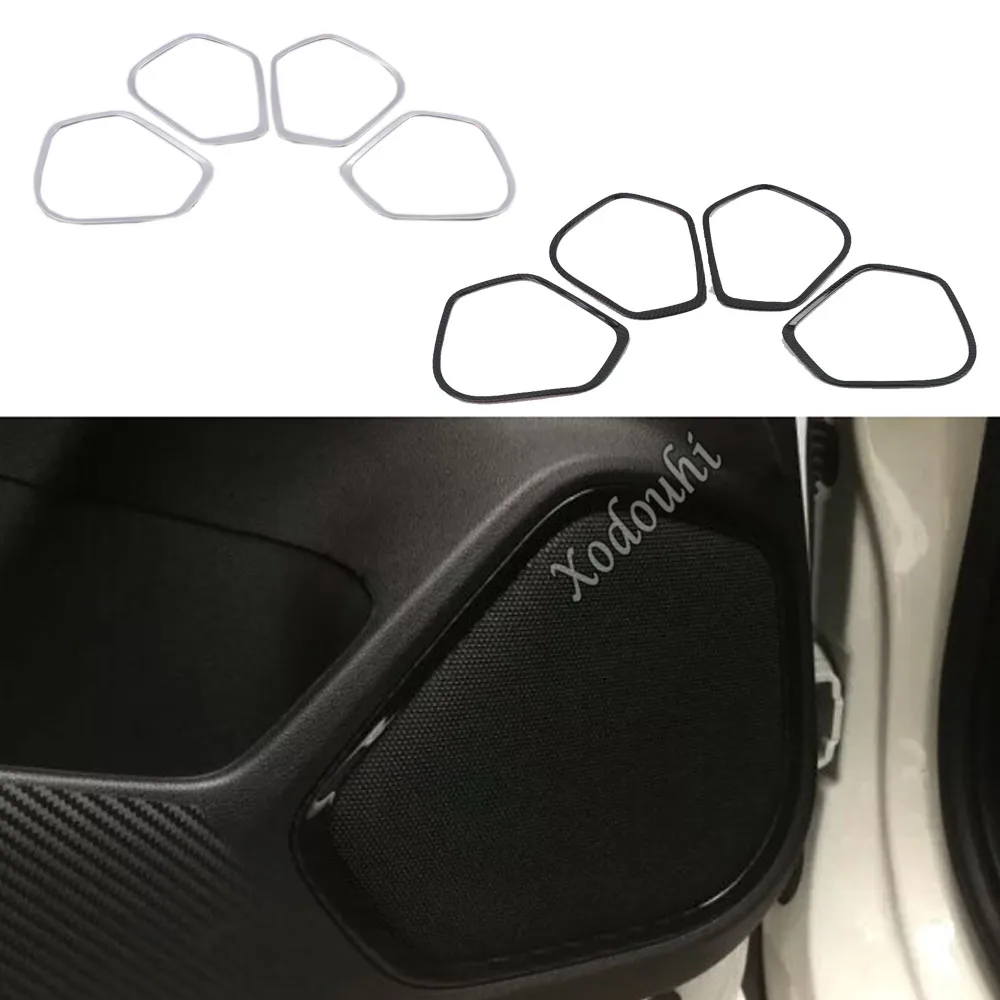 For Honda Fit Jazz 2014 2015 2016 2017 Car Door Panel Stick ABS Plastic Inside Audio Speak Sound Cover Ring Circle Lamp Trim