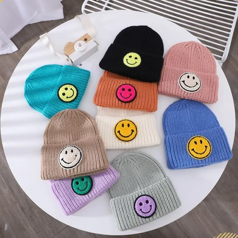 9 Colors Winter Baby Knitted Hats Cartoon Face Beanie Hat for Girls Boys Cute Cartoon Warm Headwear Kids Caps Accessories 1-5Y