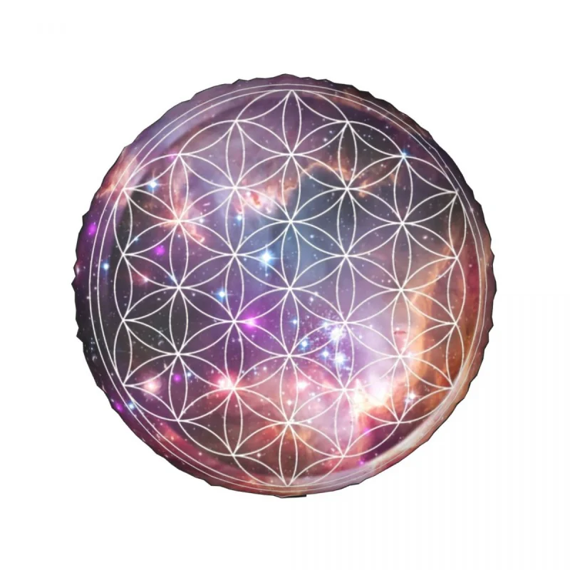 Flower Of Life Sacred Geometry Spare Tire Cover Bag Pouch for Jeep Hummer Galaxy Mandala Car Wheel Covers 14