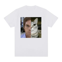 Funny Cat Meme Dexter Morgan Graphic T-shirt Fun Women's Soft Unisex Casual Top Summer Spring