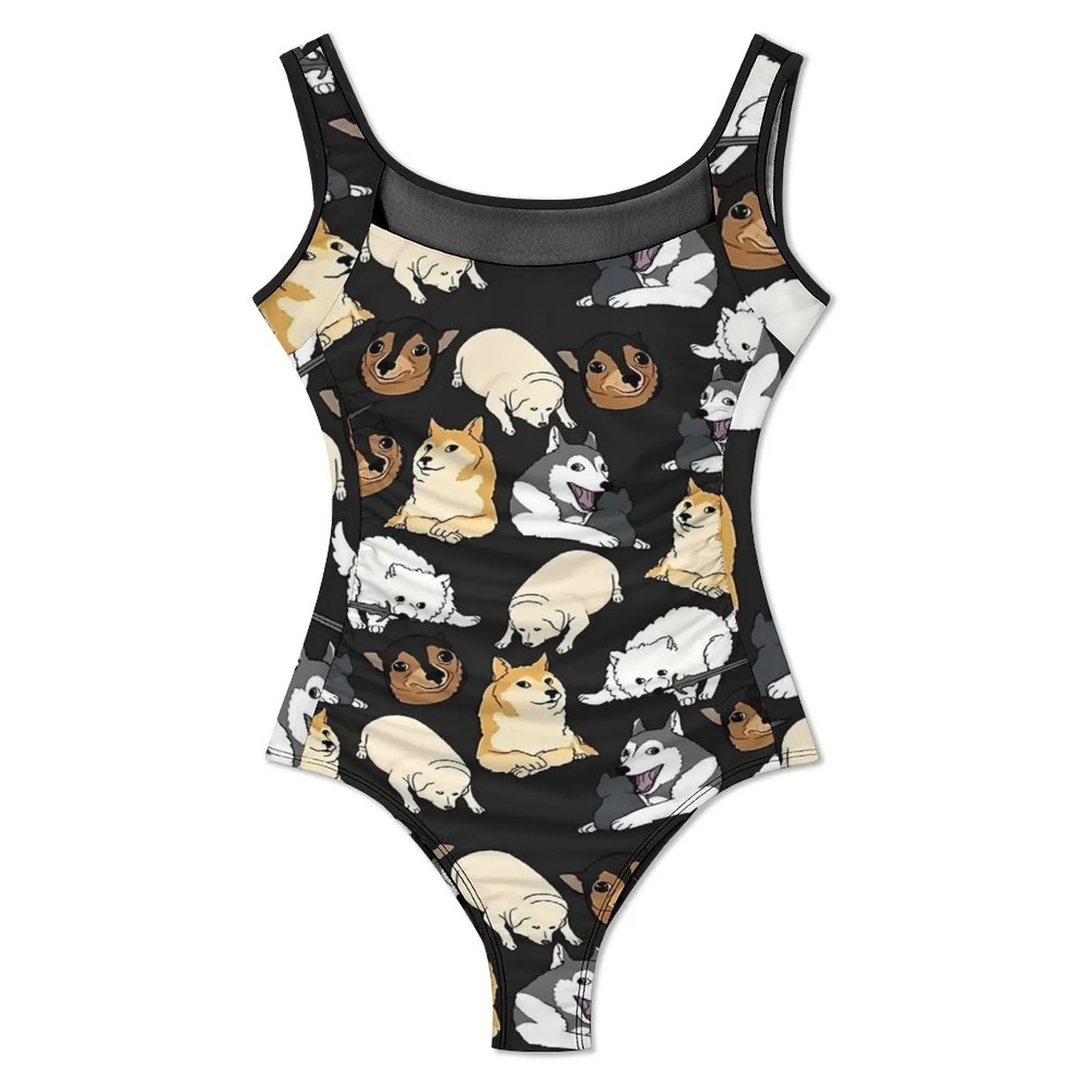 Cartoon Shiba Inu Swimsuit Sexy XMeme Doggo Woman Swimwear One Piece Stylish Swimsuits Holiday Surf Push Up High Cut Beachwear