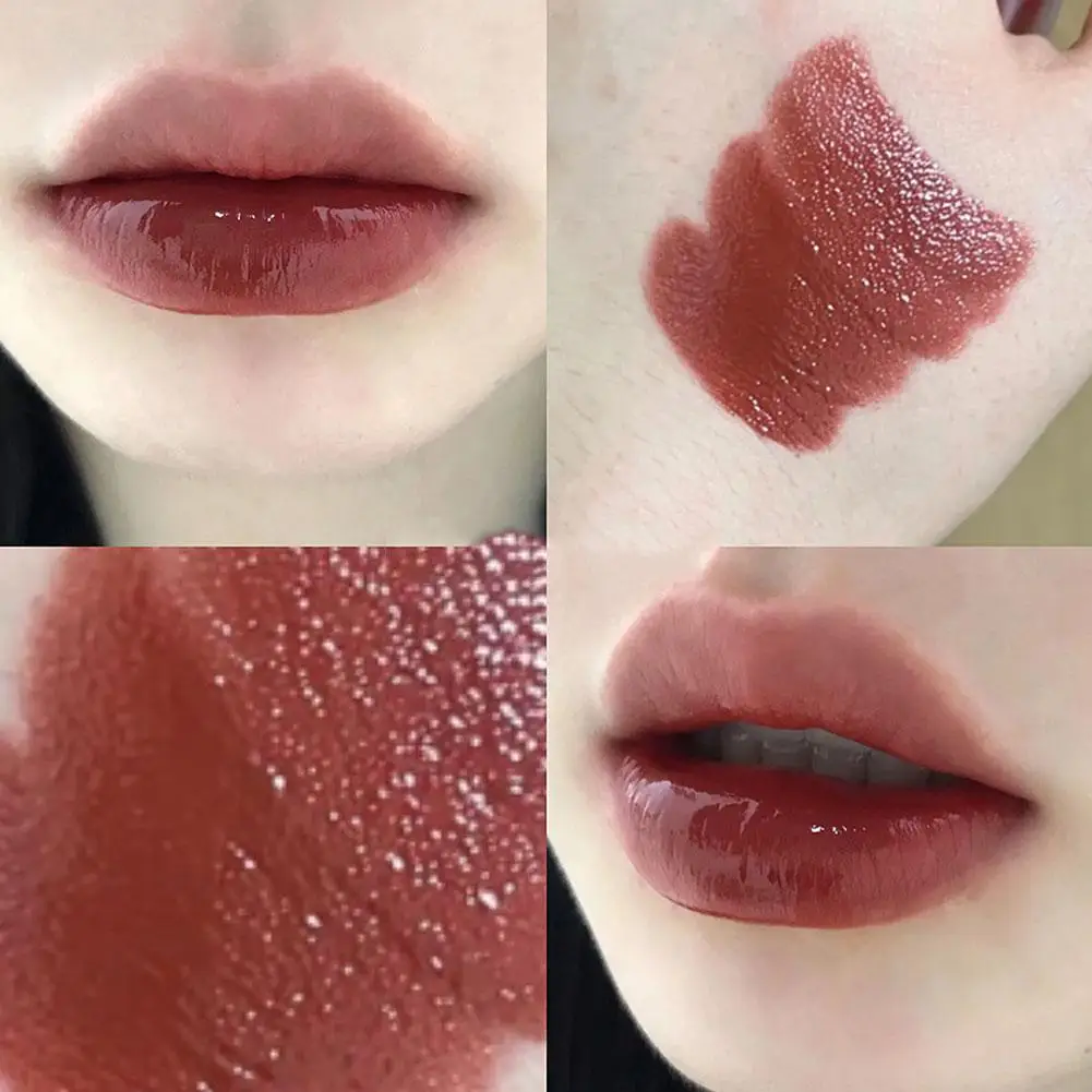 Glänzender Lippenstift Spiegel Glas Gelee Lippenstift Farbent wicklung dauerhafte Rose Meer Schönheit Gesundheit Make-up lang n0m9