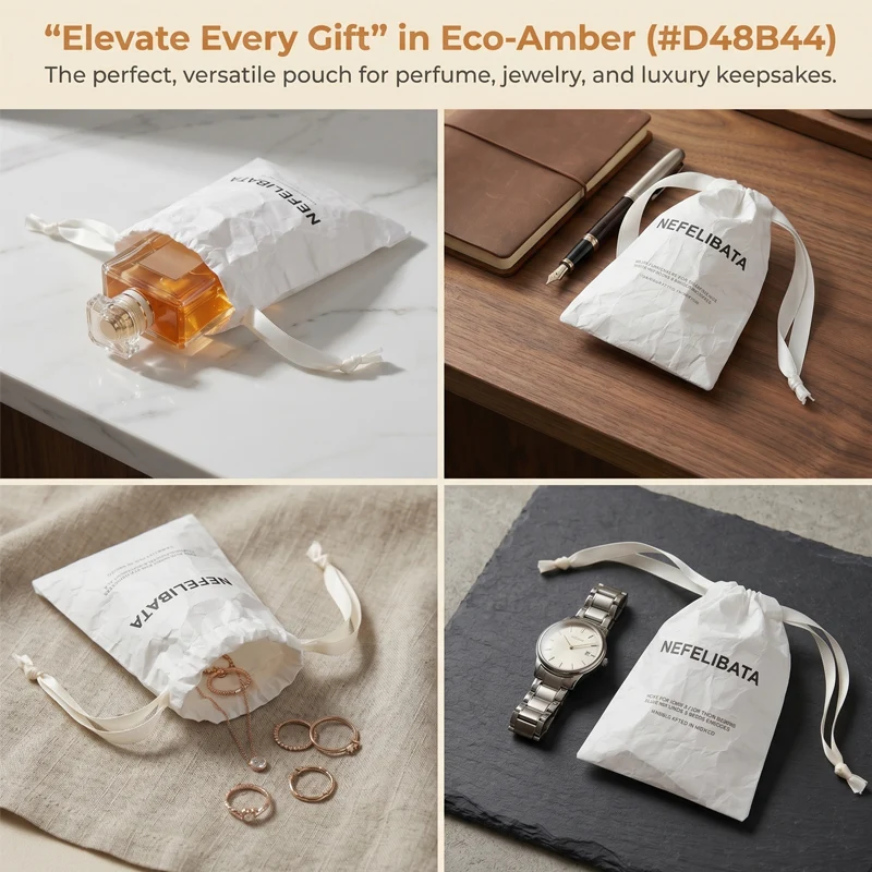 Factory Custom Eco-friendly Tyvek Paper shopping Bag Grocery Pouches Waterproof Drawstring Dust Sack