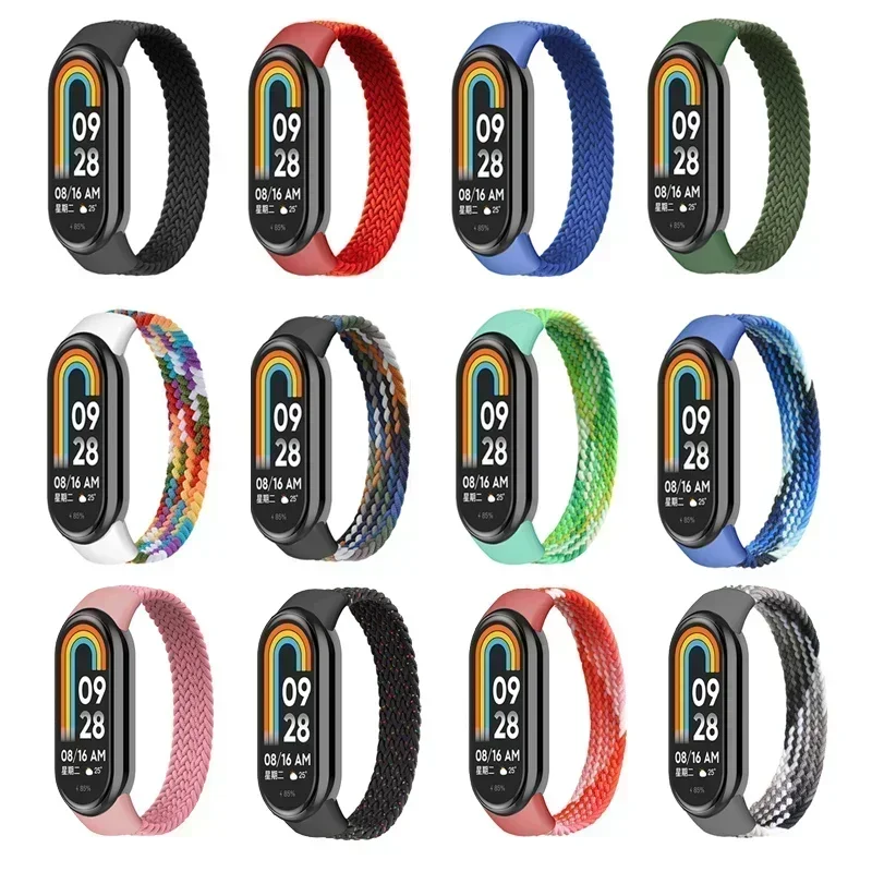 Braided Nylon Solo Loop for Xiaomi Mi Band 9 8 Strap Replacement accessories NFC Elastic Watchbands correa bracelet for Miband98 image 4