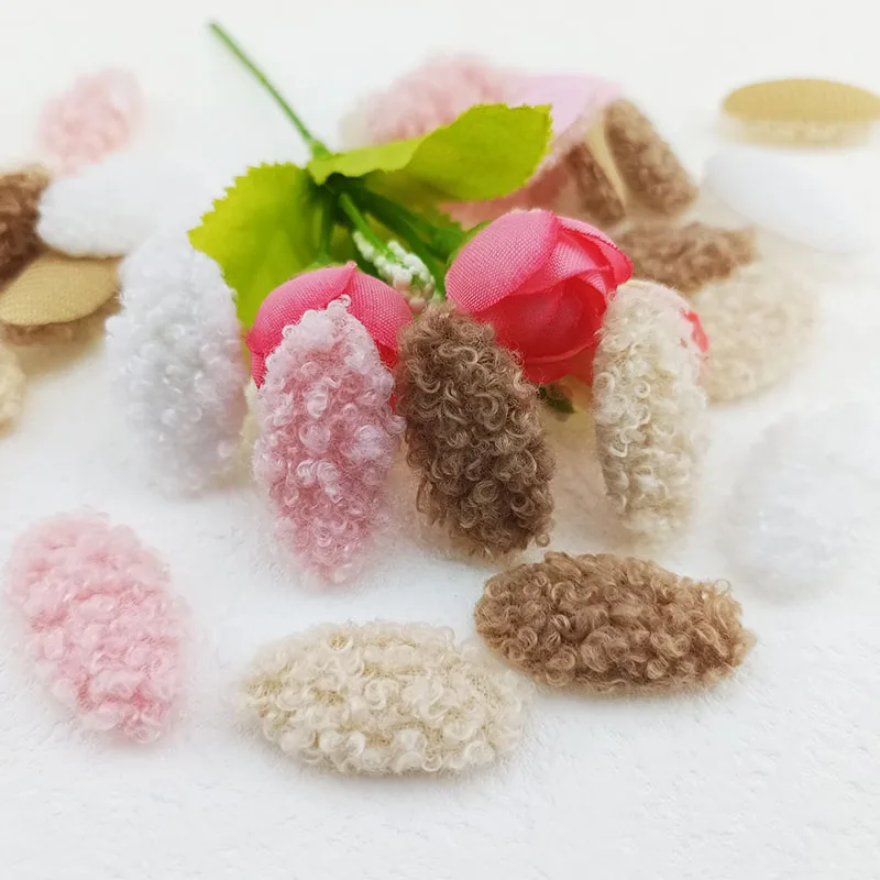 100Pcs 3.2X1.7CM Furry Felt Small Rabbit Ear Padded Appliques For Baby Clothes Hat Sewing DIY Headwear Bow Accessories Patches