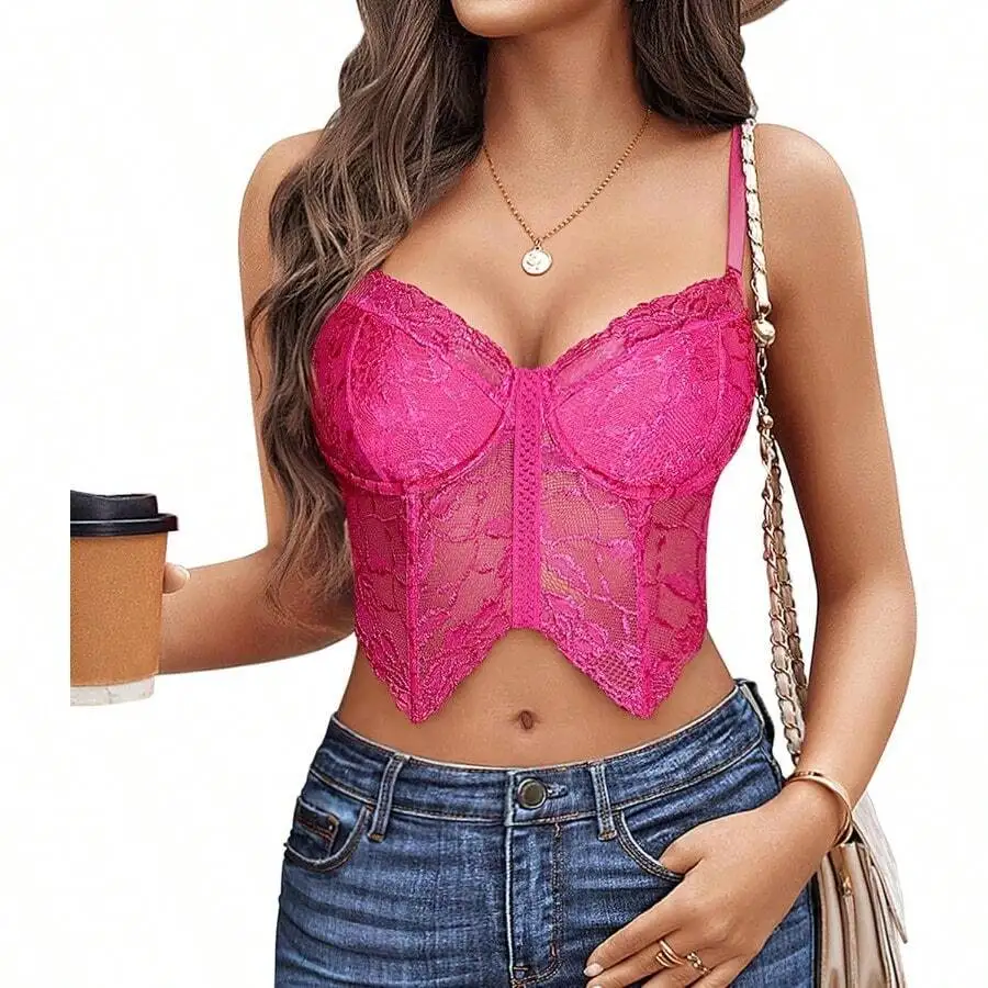 

Lace Bralette Crop Top For Women Y2K Style Adjustable Strap Lingerie
