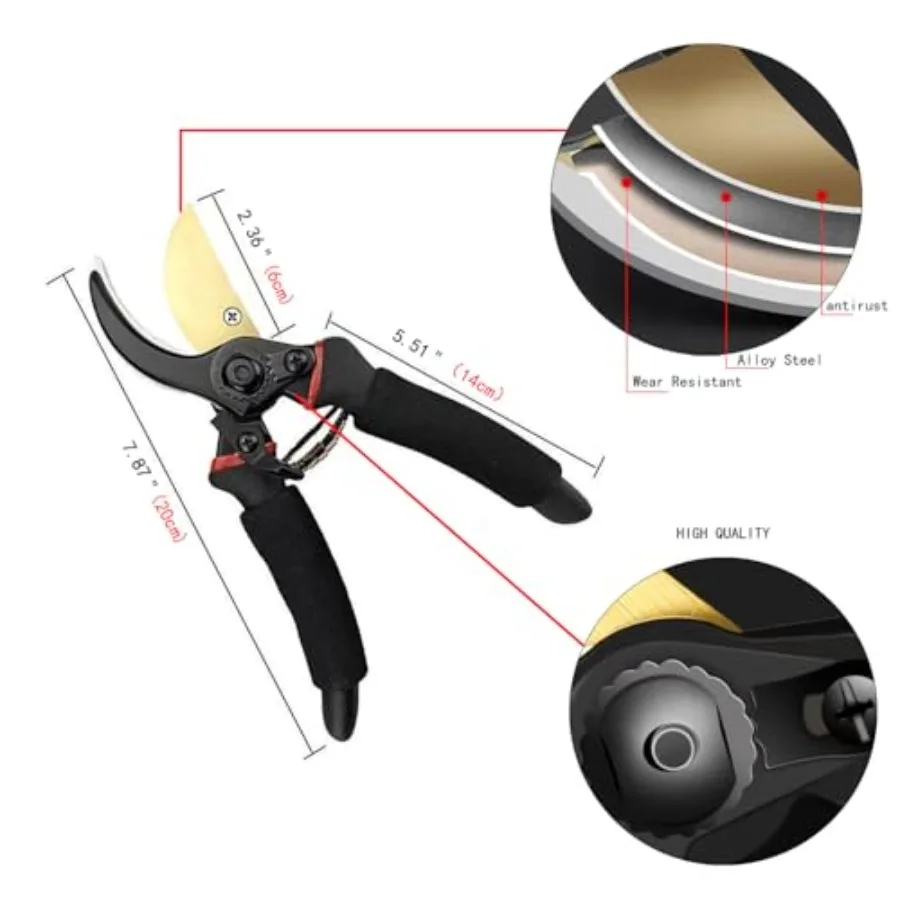 2パック剪定ばさみ 庭用剪定ばさみ 屋内および屋外の園芸用 バイパスハンドプルーナー ソフトグリップハンドル付き 庭用剪定ばさみ S