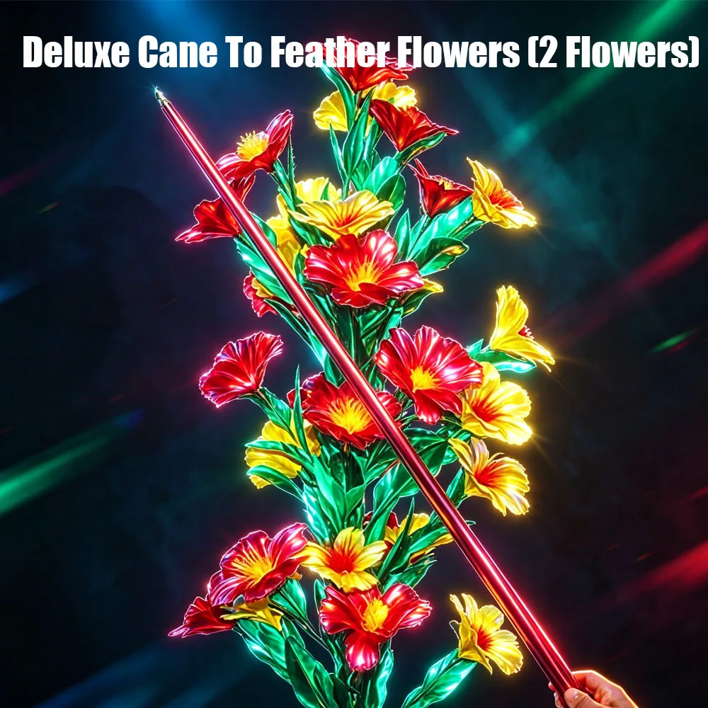

Deluxe Cane To Feather Flowers (2 Flowers) Stage Magic Tricks Illusions Funny Handmade Props Professional Magician Party Magia