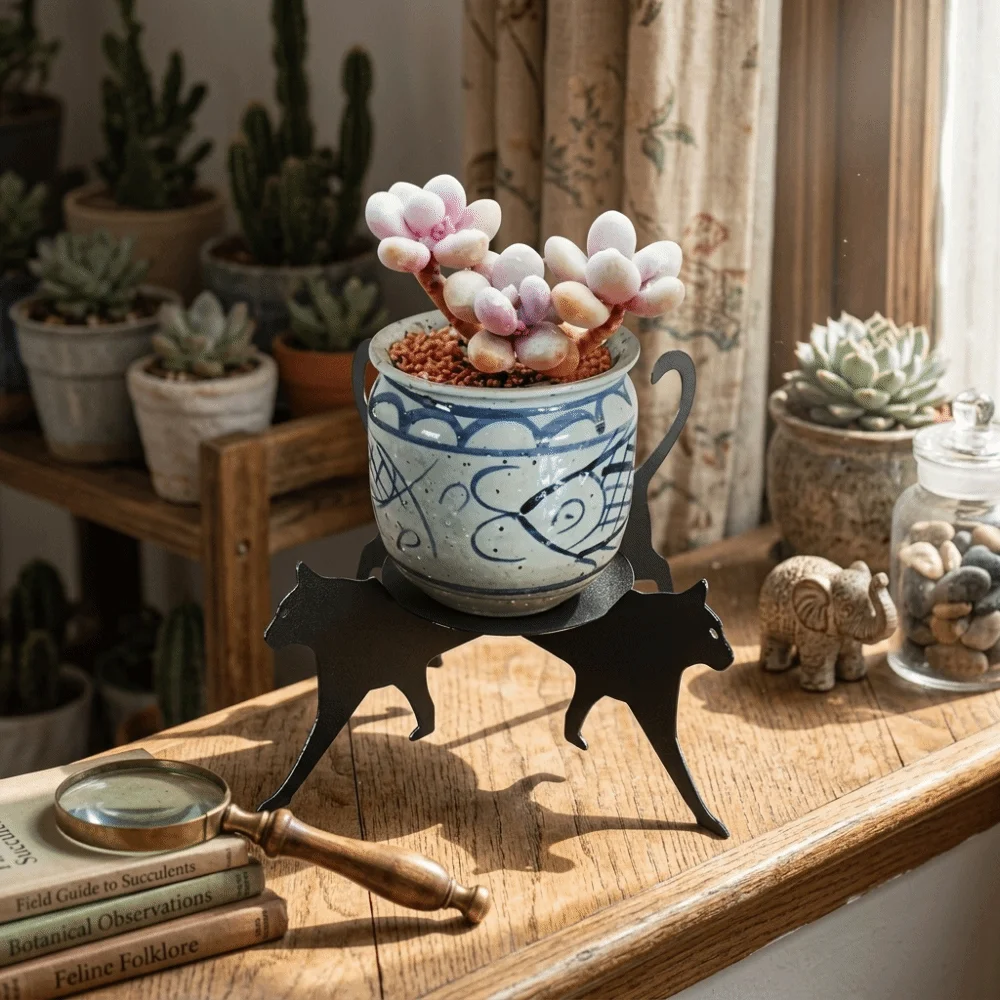 Creativity Iron Display Rack Desk Storage Ornaments Cat Silhouette Plant Stand Funny Dog Shape Flower Pot Holder Gift
