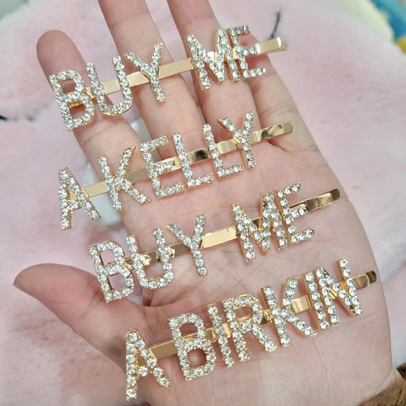 Crystal Word Hair clip Set BUY ME A BIRKIN BUY ME A KELLY INS HOT FASHION JEWELRY BIRTHDAY GIFT